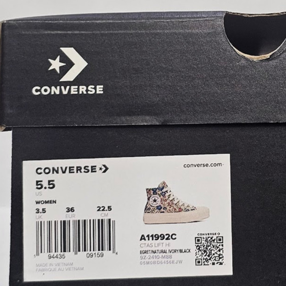 Converse Women's CTAS Lift Platform Tapestry Hi Tops Size 5.5 A11992C NWT - Picture 8 of 8